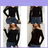 Streetwear V Neck Long Sleeve T Shirt With Embellished Rhinestones For Women