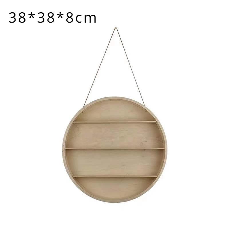 Wall Mounted Storage Rack Background Wall Decoration Toy Classification Circular Hanging Wooden Frame