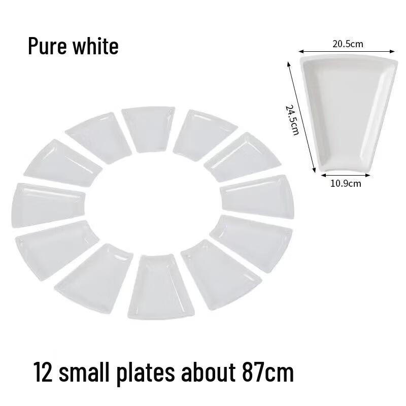 JINGRX Round Table Turntable with Dinnerware Set