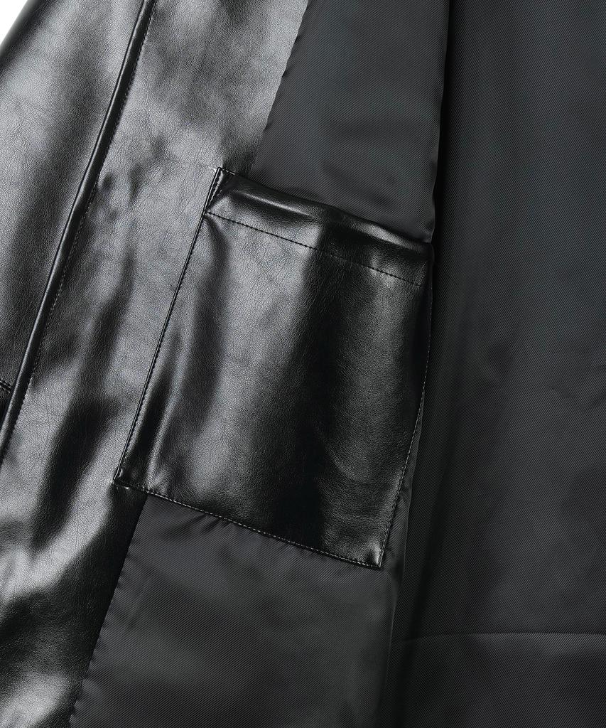 Guvo Faux Leather Raglan Coat