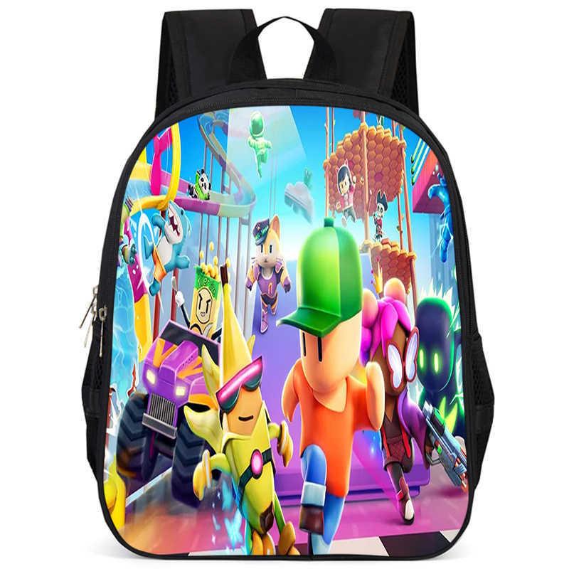Stylish Stumble Guys Game Print Backpack Durable Oxford Cloth School Bag For Kids