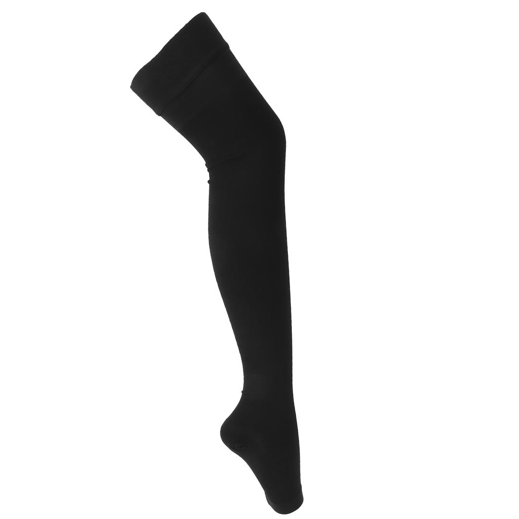 Open Toe Compression Thin Stockings Versatile Thigh High Mercerization Socks Black