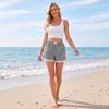 Women's Fashion Striped Shorts with Lace Trim Elastic Waistband Casual Summer Beachwear Comfortable Lightweight Lounge Bottoms