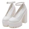 Fashion Pink Chunky Heeled Ankle Strap Pumps Sweet Platform Square Heel Woman High Heels Pumps Platform Shoes 2024 Spring Woman Shoes
