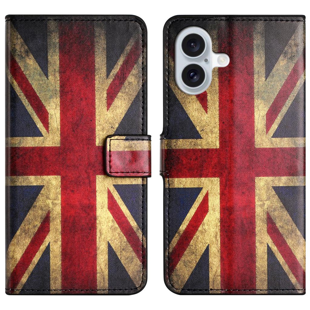 For iPhone 16 Plus Wallet Case Pattern Print PU Leather Flip Phone Cover