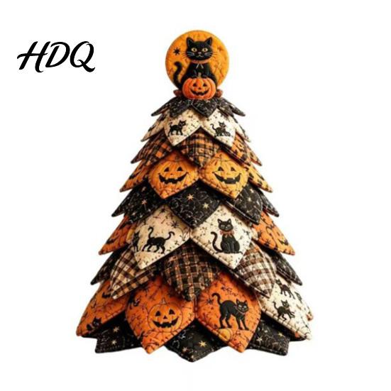 Tessuto con Fantasmi e Zucca di Halloween Kit Trapuntato per Albero Gatto Strega Ragno Fai da Te Esposizioni Festive per Scrivania Progetto di Cucito Trapuntato 3D per Trapuntatura