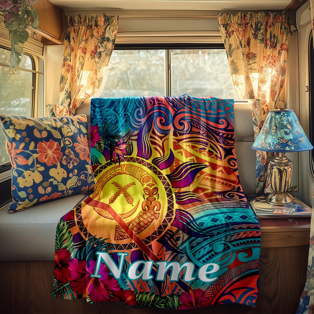 Tropical Floral Rv Customize Your Name Blanket Soft Lightweight Comfortable For All Seasons Suitable For Travel Camping Picnics Sofas Rvs Beds Living