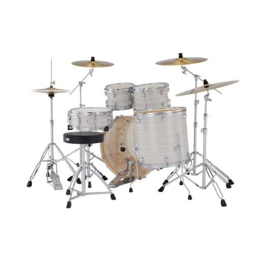 Pearl EXPORT Ready Set Go All-in-One Drum Set, 2-Crash Version, Slipstream White, EXX725SN/C-2CS #777