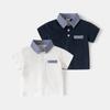 2026 Summer New Children's POLO Shirt, Contrasting Color Splicing Short-sleeved Top Boys' Lapel T-shirt Children's Clothing