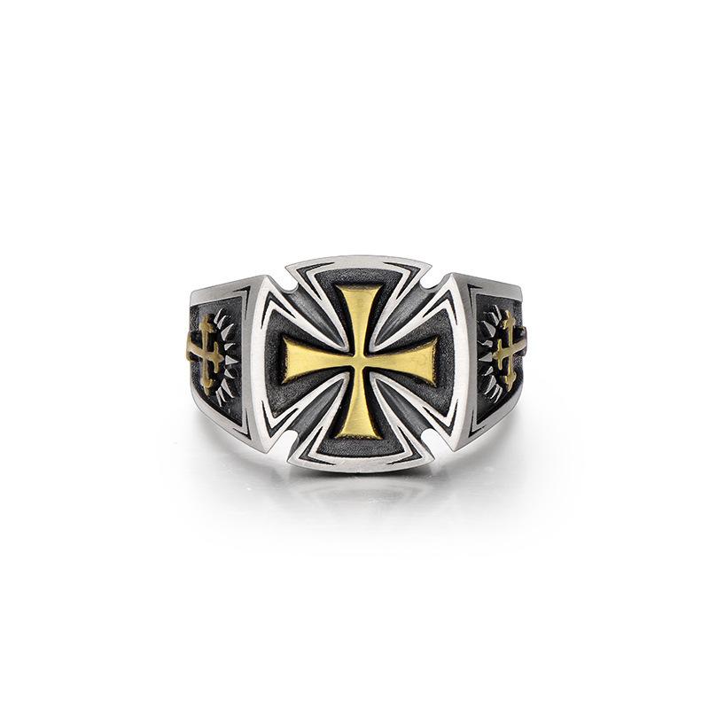 Personalized Cross Design Men's Ring, A Hundred and One Daily Simple Light Luxury Sense Ring Vintage Wind Niche JewelryWholesale
