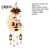 Creative Holiday Gift Christmas Santa Moon Hanging Lamp, Iron LED Lighted Ornament, Glowing Porch Lamp Atmosphere Light for Wall Window Decor