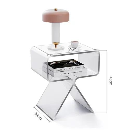 Minimalist Transparent Acrylic Floor To Floor Creative Sofa Coffee Table Bedside Small Edge Table For Home Bedroom Furniture