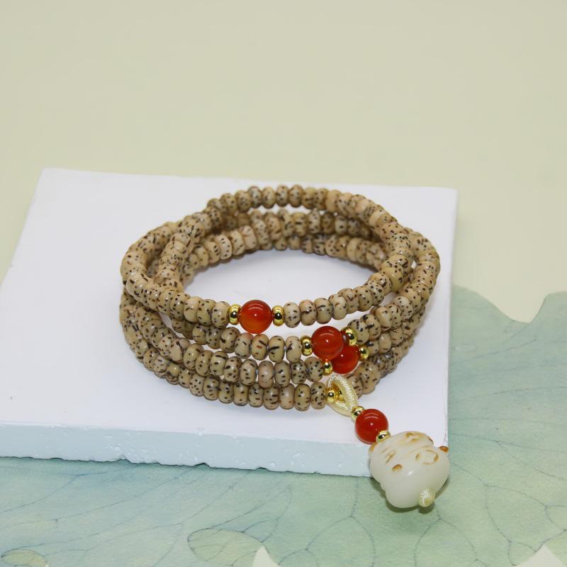 Hainan Polished Yellow Star Moon Bodhi Seed Multi-Turn Bracelet