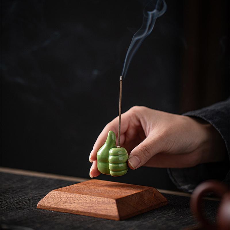 Ceramic Incense Stick Holder Stand Incense Burner Mini Gesture Shape Censer Office Tabletop Teahouse Home Crafts Decoration