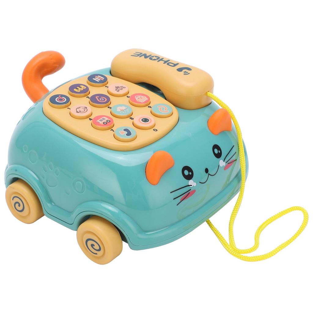 Kids Cute Mobile Phone Toy 16 Different Functions Children Simulation Cat Phone CarGreen