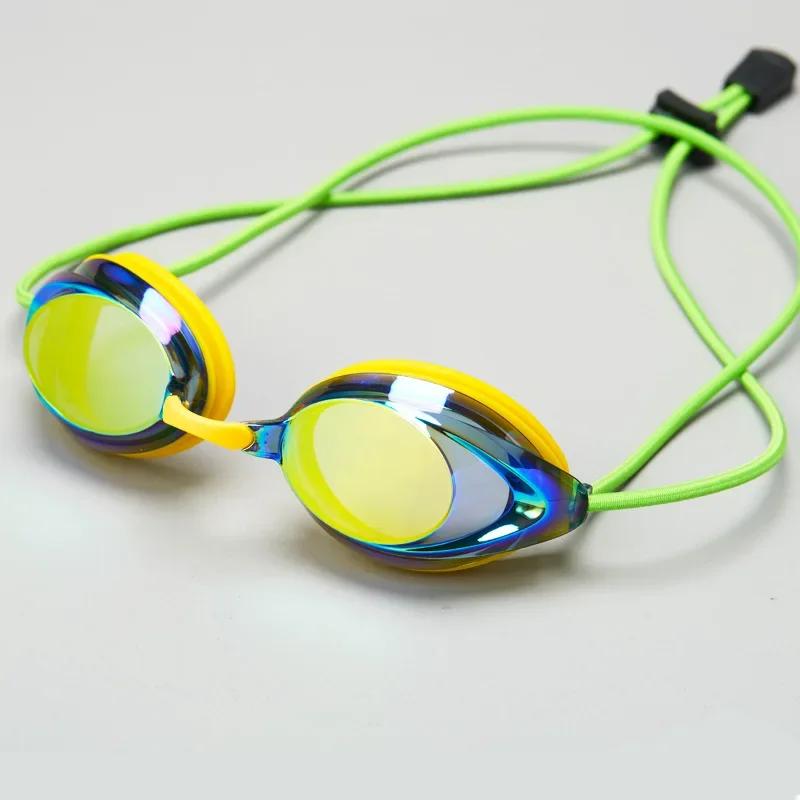 New Swimming Goggles Rope Head with Bright Color Electroplated Waterproof and Anti-fog Goggles Adult Outdoor Swimming Glasses