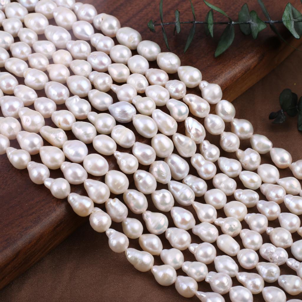 1String, Baroque Waterdrop Pearl 7-8mm, Fashion Women Natural Freshwater Pearl Beads for Jewelry Making DIY Crafts, Luxury Bulk Gifts 36cm