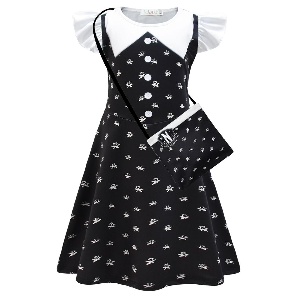 Spot Cosplay Clothing, Digital Printing, Adams Floral Dress + Bag 82171