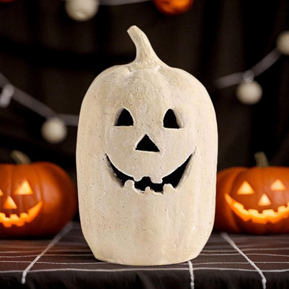 Halloween Pumpkin Lantern Decorative Hand-Carved Pumpkin Table Ornament Handcrafted Jack O Lantern Shade Home Room Decoration