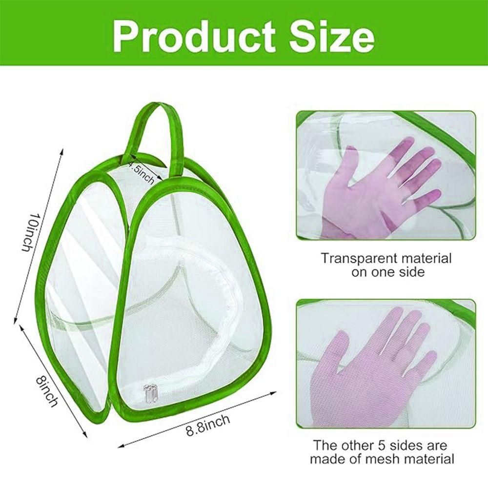 Transparent Mesh Collapsible Insect Cage Zipper Opening Plant Insect Screen Reptile Pets Cage  Farm