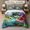 Blue Lock 3Pcs Bedding Set, Personalized Custom Name Text, 1 Duvet Cover & 2 Pillowcases For Bedroom