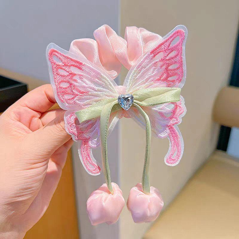 

Butterfly Large Intestine Hairbands Girl Meatballs Rubber Band Hair Ties Fashionable Princess Headband Sweet Hair Accessories розовый
