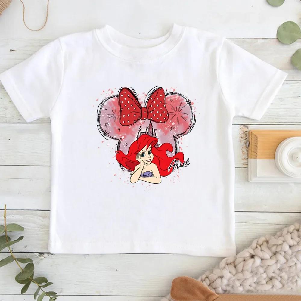 Child Belle Princess Kawaii Printed T-shirt Baby Girl  Soft Cartoon Clothing Cute Graphic Tops Kids Funny Tees