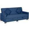 Three Person Velvet Feel Sofa Bed Blue