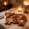 Wooden Charcuterie Board Meat Cheese Tray with Cow Shape Large Funny Food Serving Tray Snack Deseert Platter for Home Kitchen