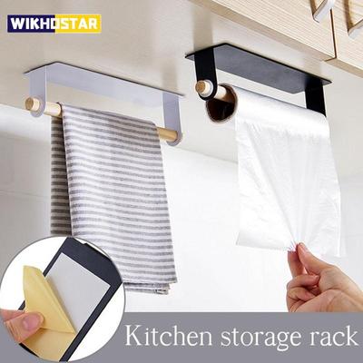 Wandmontage Handtuchhalter Rack Küchenschrank Lappen hängender Halter Lagerregal Organizer Badezimmer Rollenpapier Lappenhalter Handtuchhalter