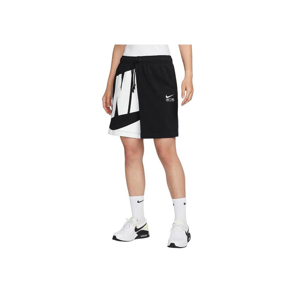 Nike Air Letter Print Großes Logo Sport Schnürung Mittelhoch Lässige Shorts Damen Shorts Schwarz FN2247010