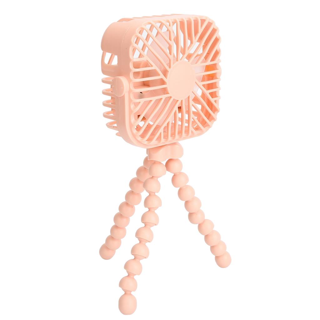Mini Portable Stroller Fan 3 Speed Rechargeable LED Night Light 360 Degree Rotation Cooling Desk Stroller Fan Pink