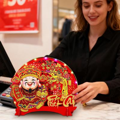 Wealth Table Ornament Nodding Vietnamese Centerpiece Felt Table Decorations with Light for New Year Spring Festival Home
