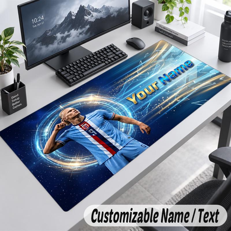Custom Name Text Mouse Pad Erling Haaland Personalized Desk Pad For Work And Gaming