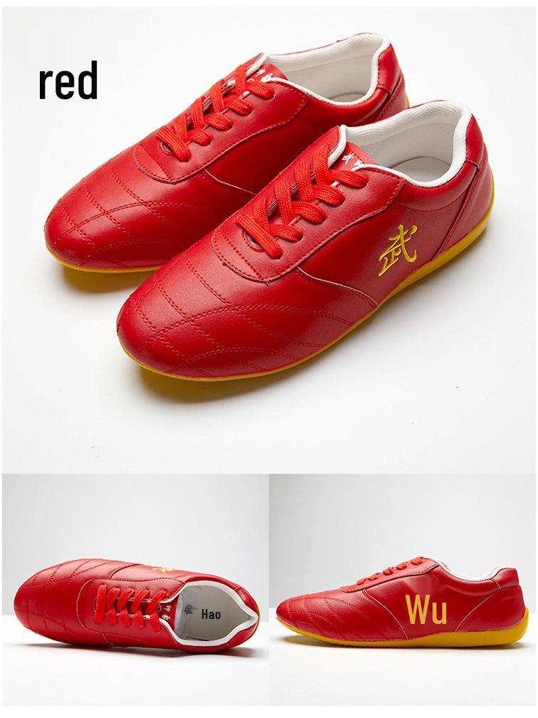 Unisex Breathable Cowhide Tai Chi Training Shoes with Beef Tendon Sole