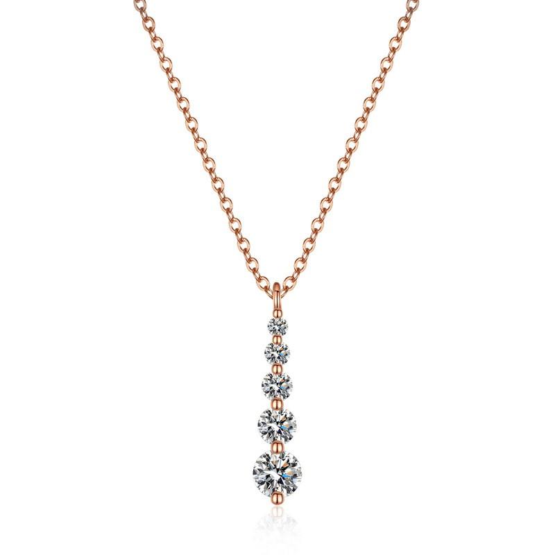 Sterling Clavicle Necklace Women With Moissanite Geometric Pendant Minimalist Line Design 925 Sterling Silver
