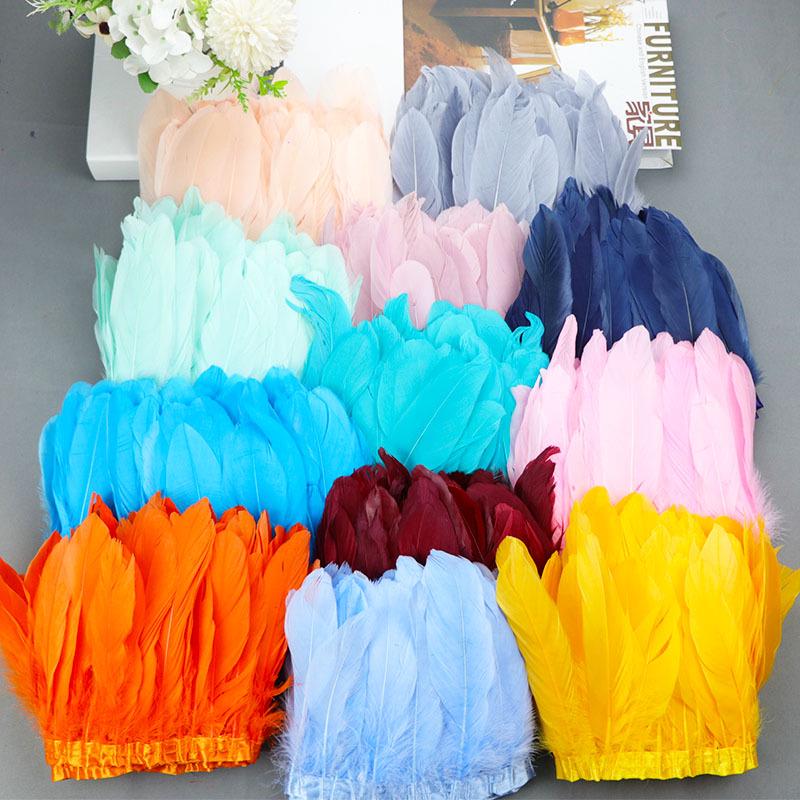 Flowing Fabric Strips & Colored Goose Feather Ribbon for Wedding Dress DIY and Crafting Accessories