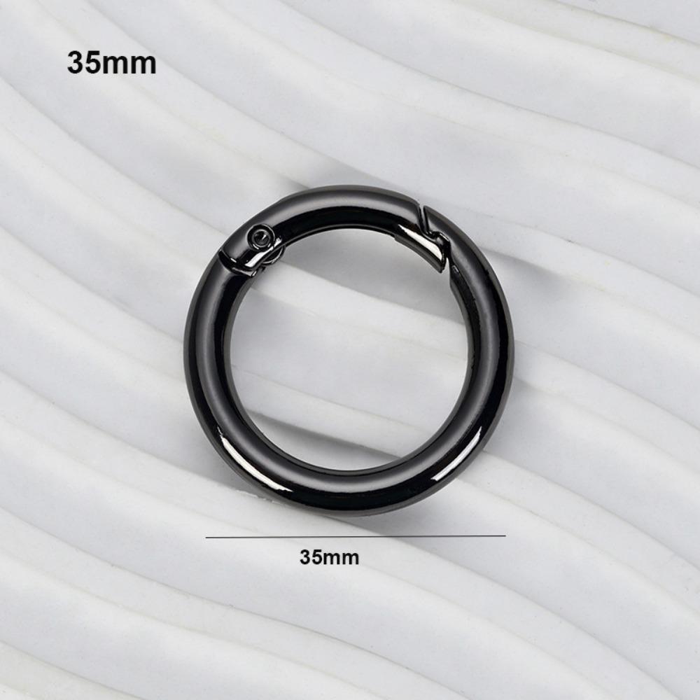 Black O-Ring Buckles Clips Zinc Alloy Round Push Trigger Snap Hooks Plated Gate Spring Carabiner