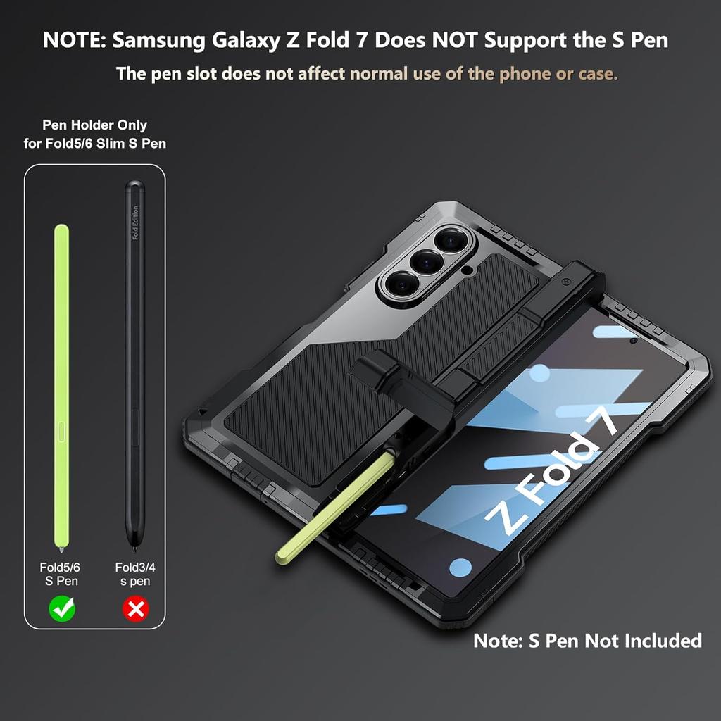for Samsung Z Fold 7 6 5 4 Case With S Pen Holder Metal Bumper Premium Heavy Duty Shockproof Screen Film Hinge Protection Cover