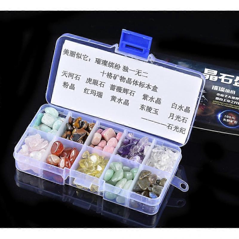 Set of 10 Rock Mineral Crystal Quartz Specimens Earth Science Toy Collectibles Gift Home Decor with Index Sheet