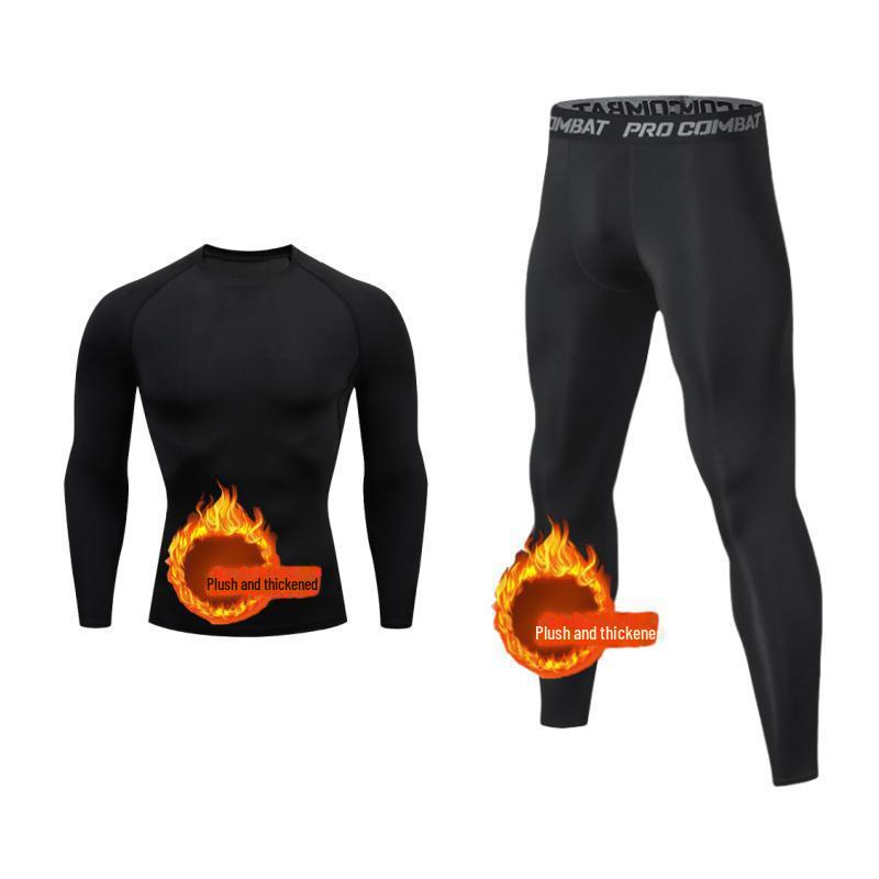Men's Quick-Dry Sports Suit: Long-Sleeve Running & Basketball Tights with Fleece for Autumn/Winter.