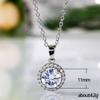 Round Center Stone Micro Pave Halo Pendant Women Cable Link Chain Clavicle Necklace