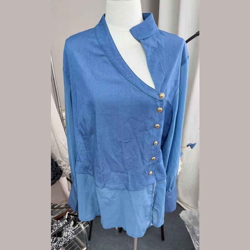 long sleeve oversized denim mesh vintage shirts & blouses for blouse Casual loose spring summer autumn tops women shirt