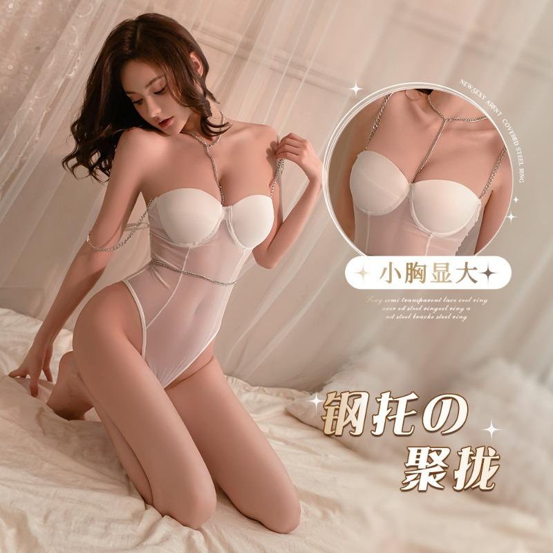 Sex underwear fake fish bone waist chain cotton pad breast support suspender onesie sexy mesh splicing open crotch free