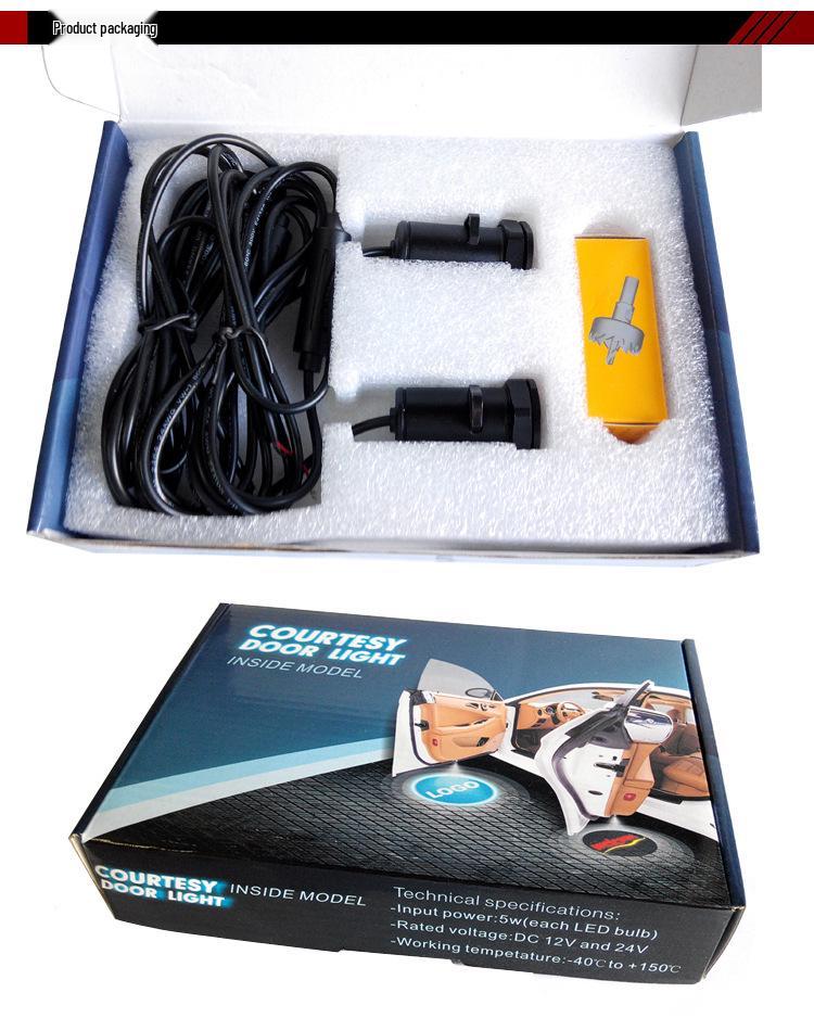 High-Power All-Metal Door Welcome Light for Cars and Motorcycles, 20-40 cm Projection Focal Length