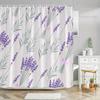 Lavender Sprigs Pink Floral Shower Curtain - Minimalist Design with Pink Bows, Polyester with Hooks