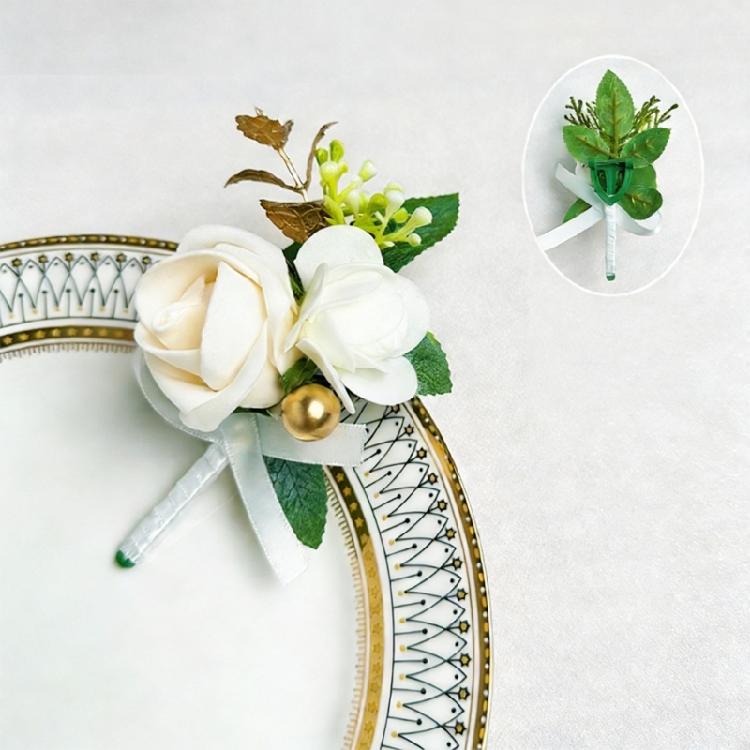 6Pcs Multipurpose Wedding Boutonniere Artificial Flower Wrist Corsage for Wedding Anniversary Party Table Centerpieces