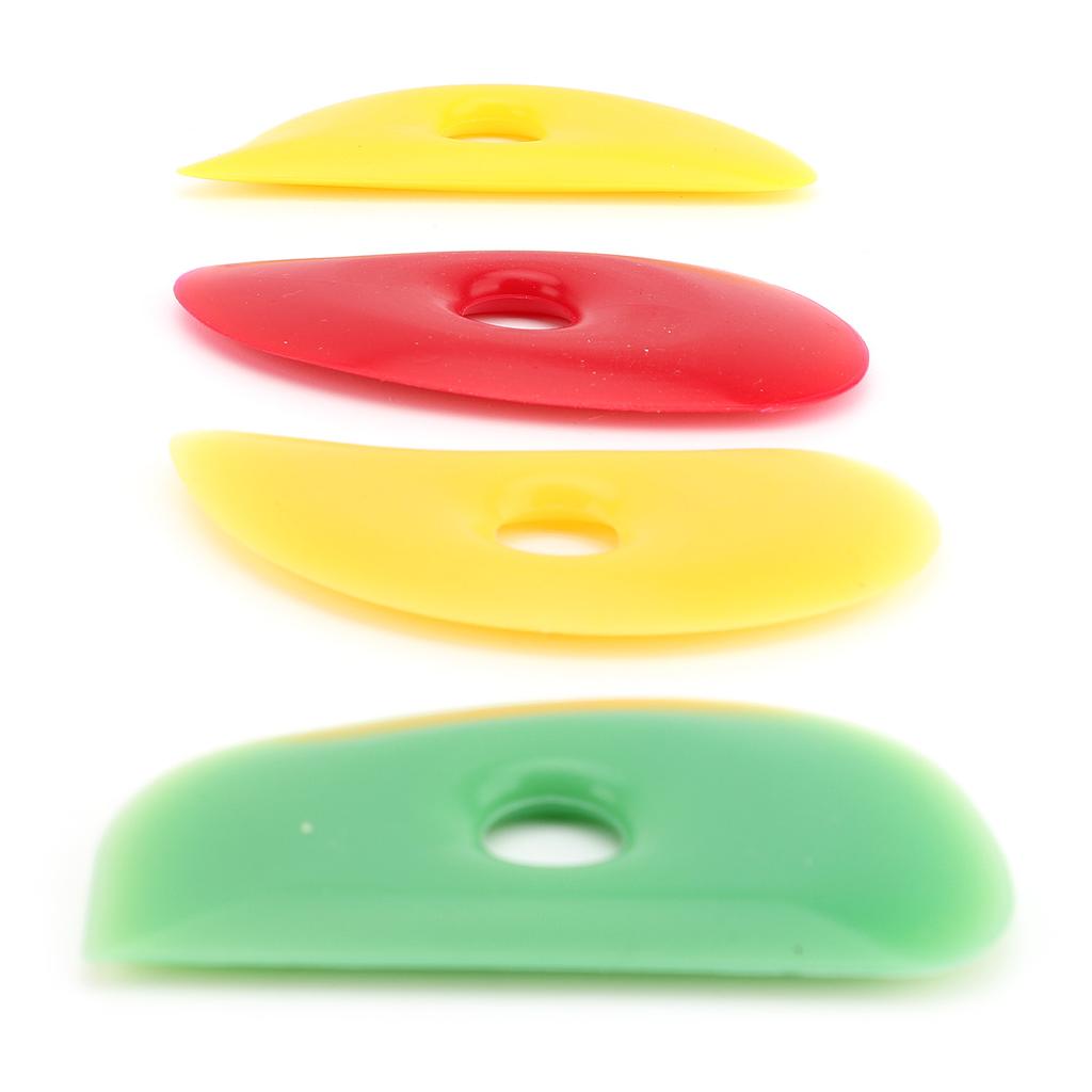 4 Pieces Soft Beginner Pottery Tool Set 4 Silicone Ribs Easy Grip No Deform for Hand Building Smoothing Clay Ideal for Schools