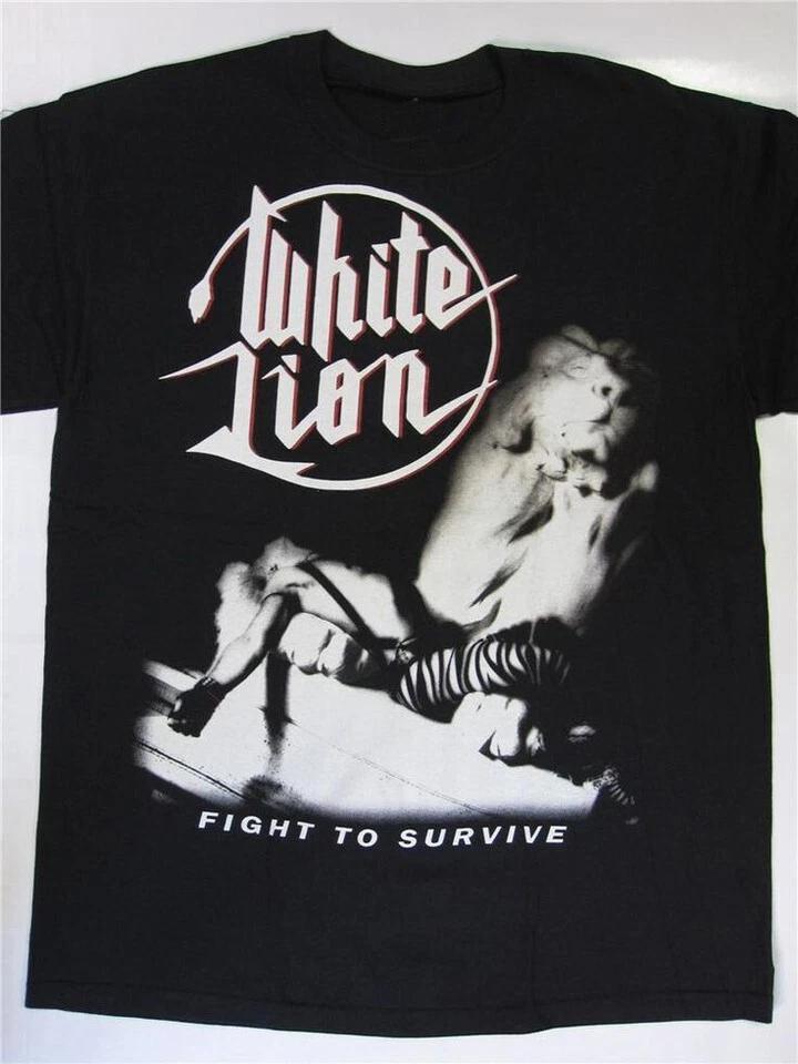 

Retro Fight to Survive White Lion Band Shirt Black Classic Unisex S-5XL S