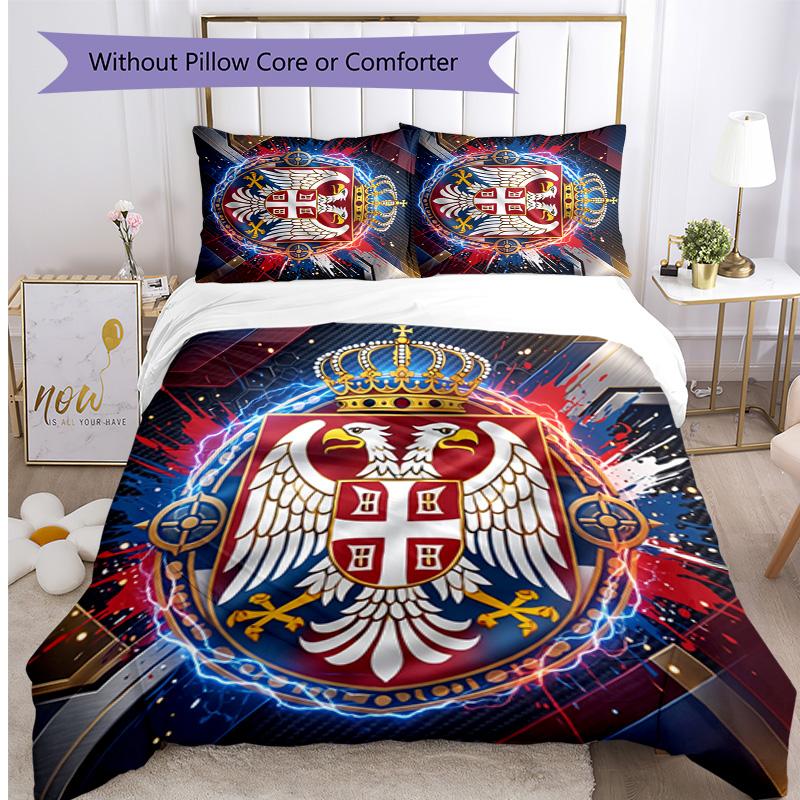 Serbia Printed Bedding 3 Piece Set Cozy Breathable Bed Cover Set as Housewarming Holiday Gift
